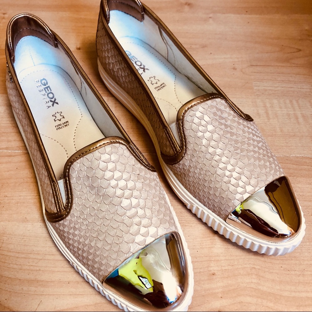 GEOX Leather Rose Gold Slip On Flats